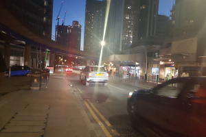 Night time London street theme.