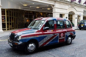 London Taxi with Union Jack, UK
