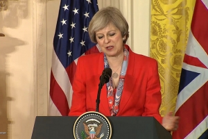 Theresa May with Donald Trump in Press Conference January 27 2017