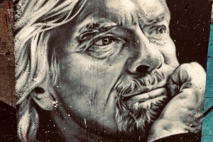 Richard Branson - painted portrait - founder Virgin Media
