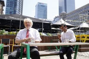 Prime Minister Boris Johnson and the Chancellor of the Exchequer Rishi Sunak visit Pizza Pilgrims in West India Quay 26 06 20