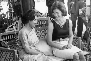 Indira Gandhi was an Oxford student and first and only female Indian Prime Minister with Jacqueline Kennedy in India March 1962