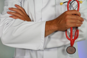 health care worker with stethoscope