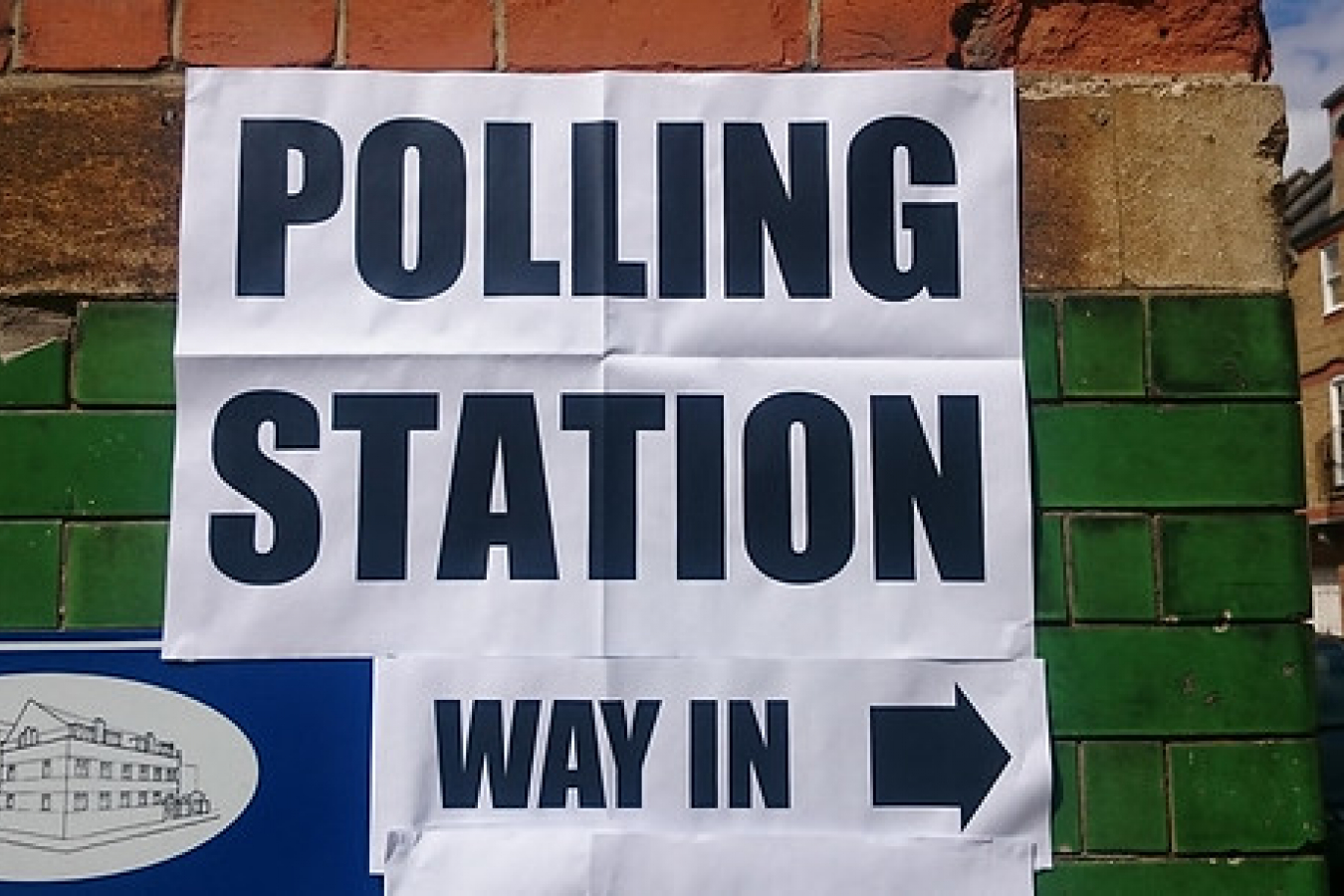 Polling station sign (London)