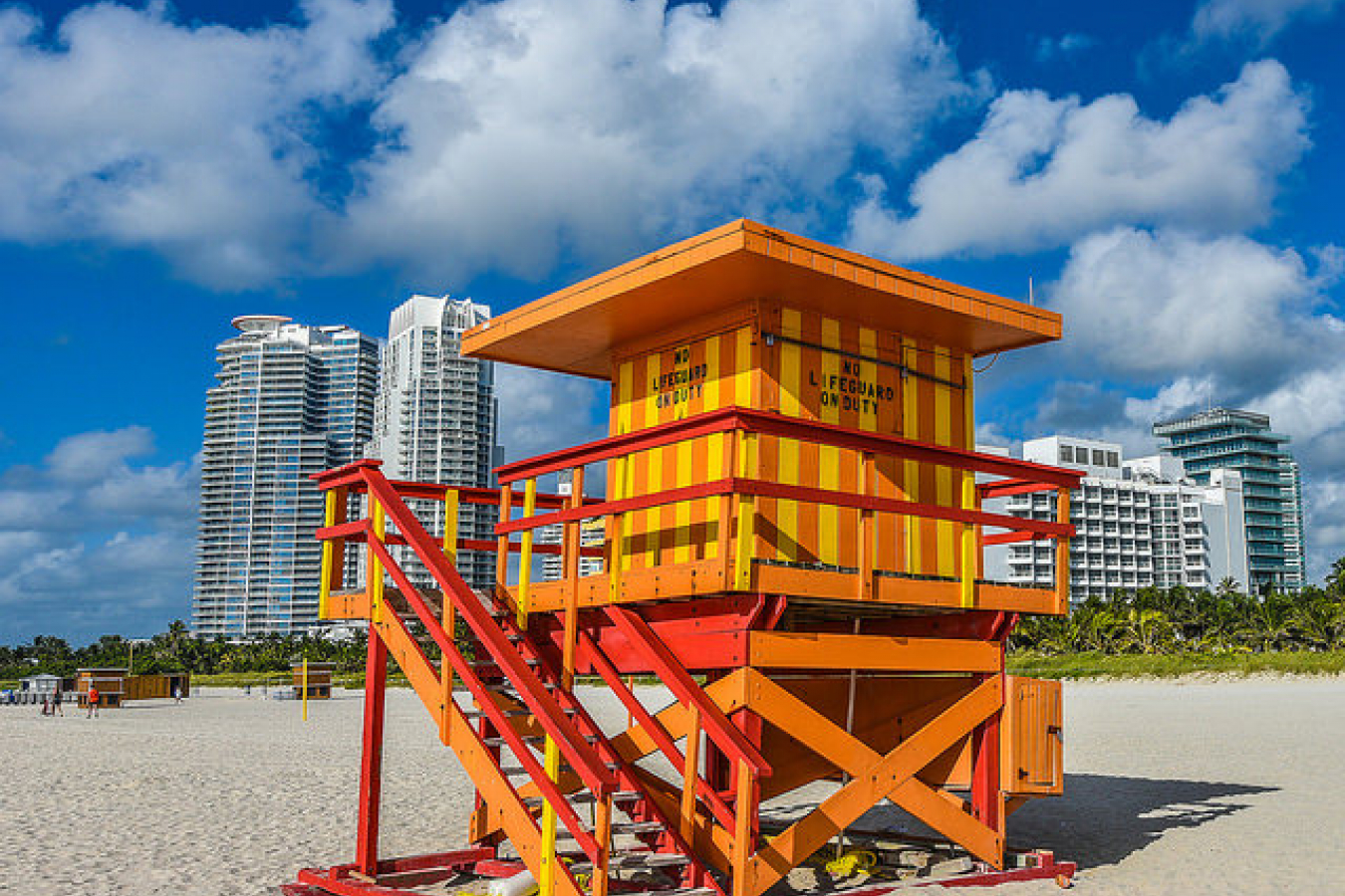 Colorful Lifeguard Stations Of Miami Beach, Florida, USA