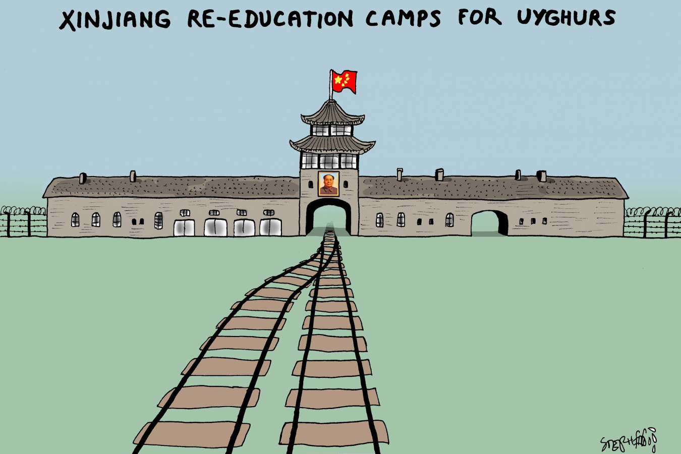 Xinjiang re-education camps: Cartoon by Stephff