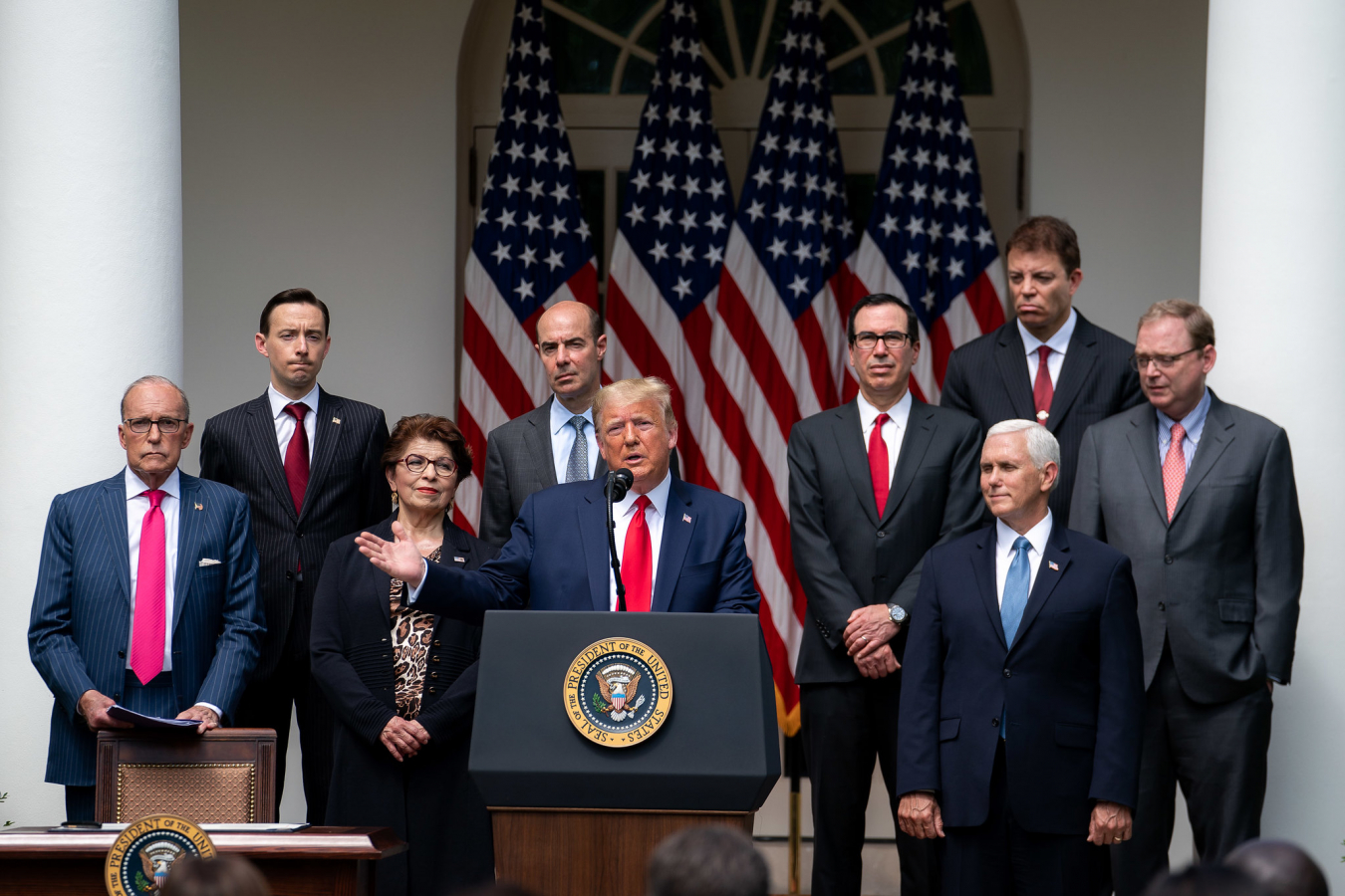 President Donald J. Trump delivers remarks on the US Labor Department’s positive job gains report Friday 5 June 2020.