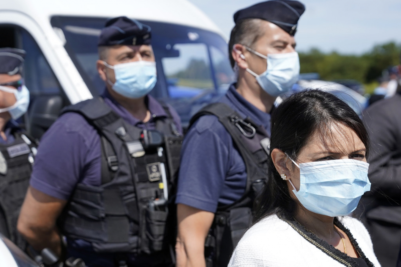 Priti Patel visits former migrant camp in Calais 12 July 2020
